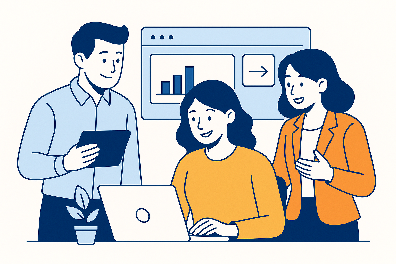 Team collaborating illustration